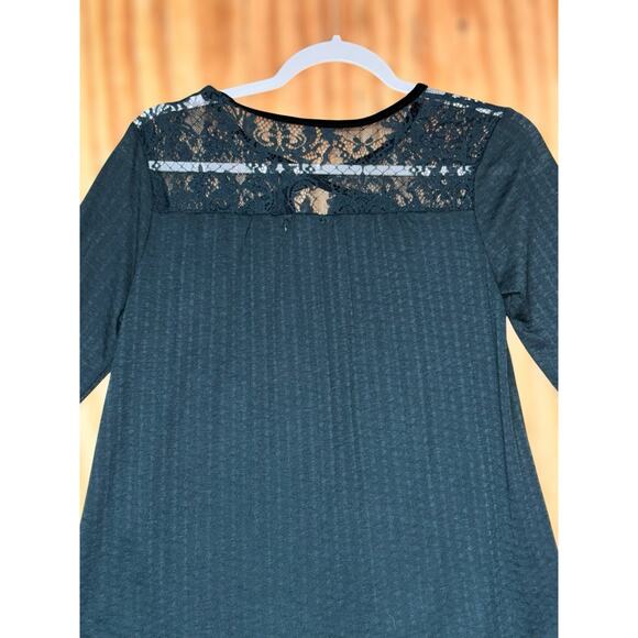 Whimsygoth Lace Green Gauze Velvet Trim Bell Sleeve Top Boho Hippie Size Small - Picture 7 of 10